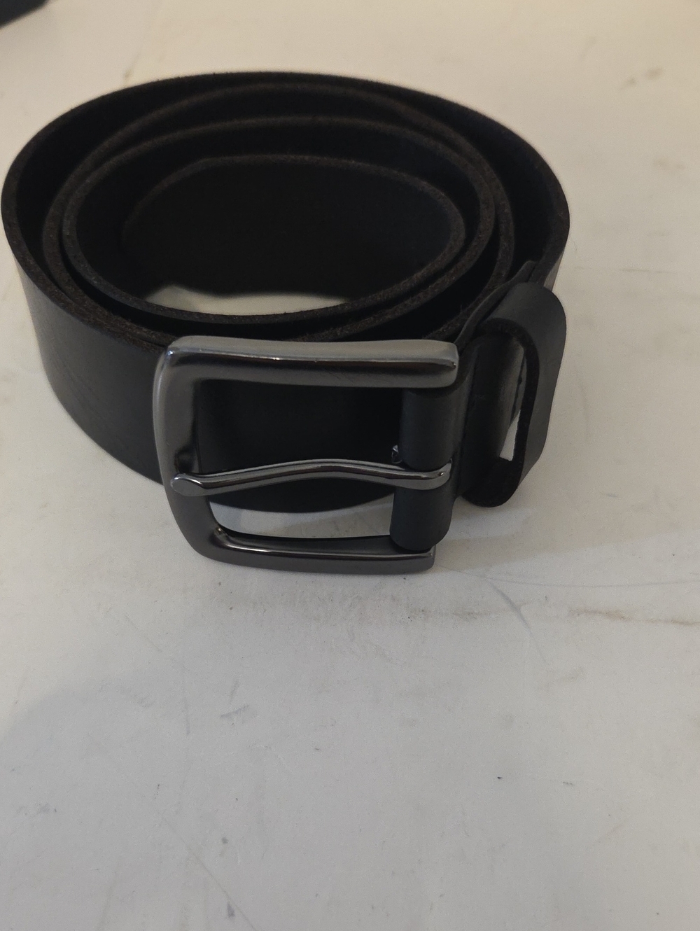 Timberland Men's Black Leather Belt with Gunmetal Buckle Size Medium.34/36